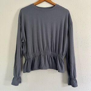 🦋 A New Day Grey Ribbed Long Sleeve Blouse Medium